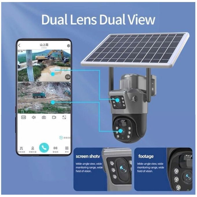 4G Solar CCTV – Dual Lens Wireless Surveillance Camera